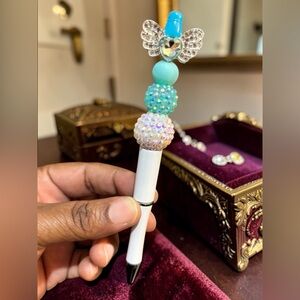 Custom Made Beaded Pen with Heart Design